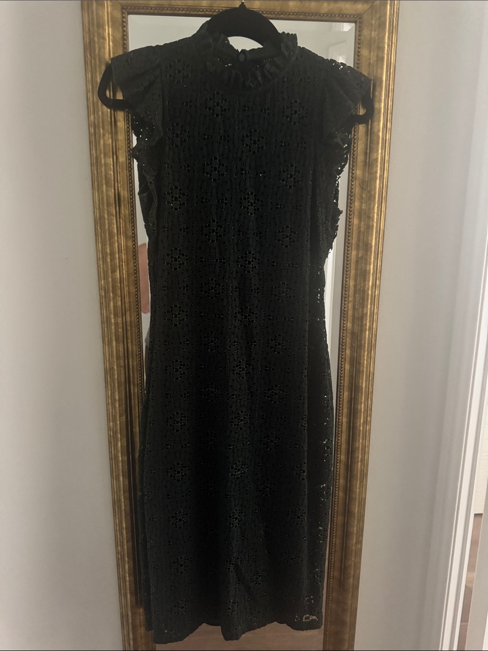 Zara Black Eyelet Lace Midi Dress